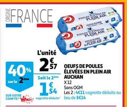 Oeufs De Poules élevées En Plein Air Auchan