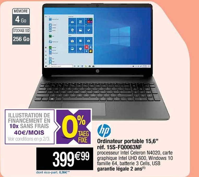 Ordinateur Portable 15,6" Hp