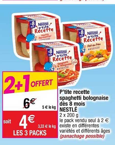 p'tite recette spaghetti bolognaise dès 8 mois nestlé
