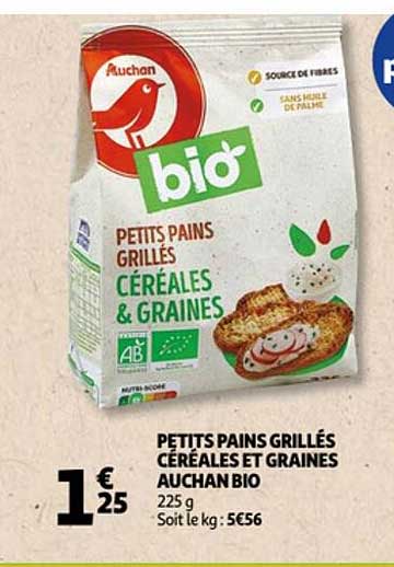 Petits Pains Grillés Céréales Et Graines Auchan Bio