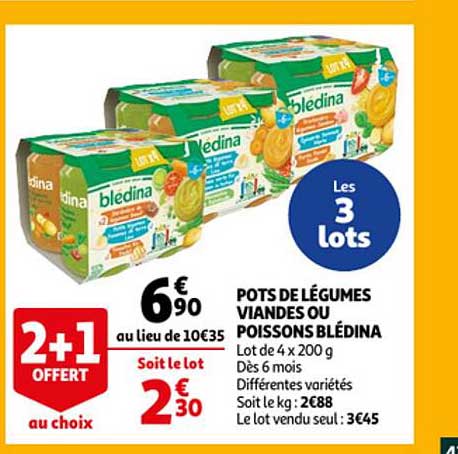 pots de légumes viandes ou poissons blédina