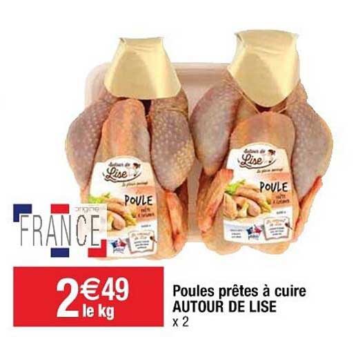 poules prêtes à cuire autour de lise