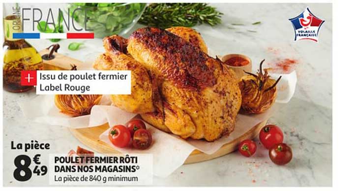 poulet fermier rôti dans nos magasins