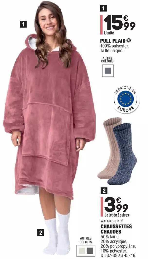 pull plaid, chaussettes chaudes walkx socks