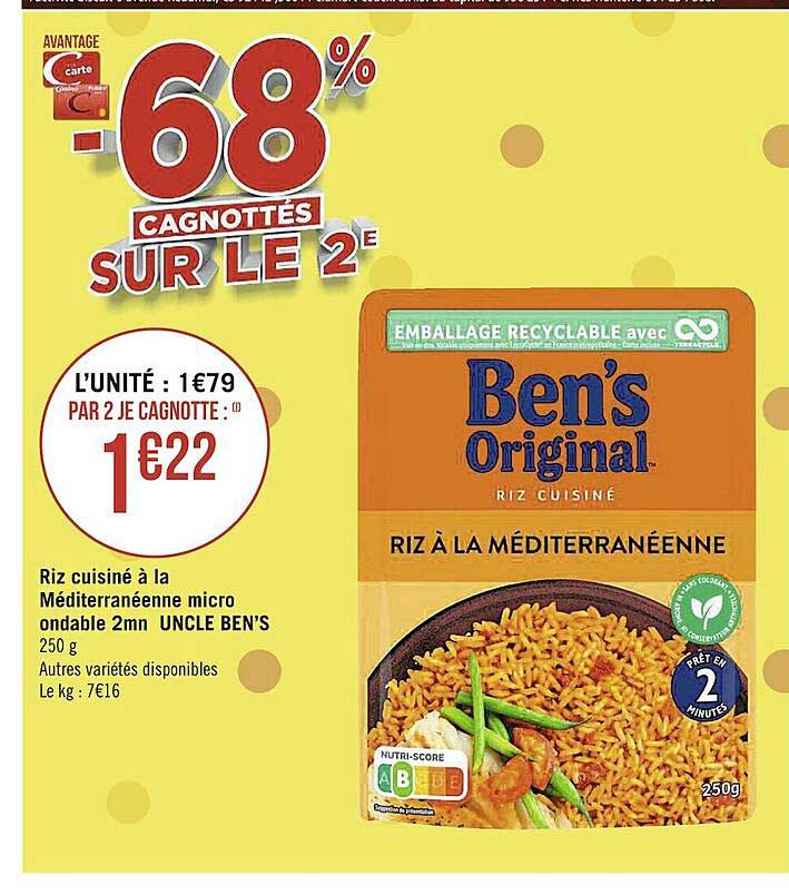 riz cuisiné à la méditerranéenne micro ondable 2mn uncle ben's