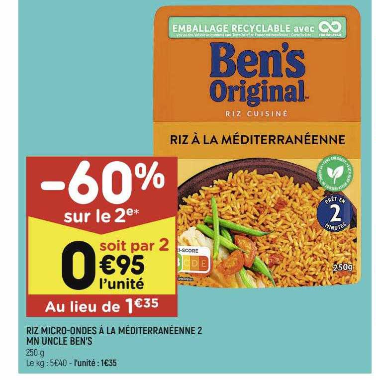 riz micro-ondes à la méditerranéenne 2 mn uncle ben's