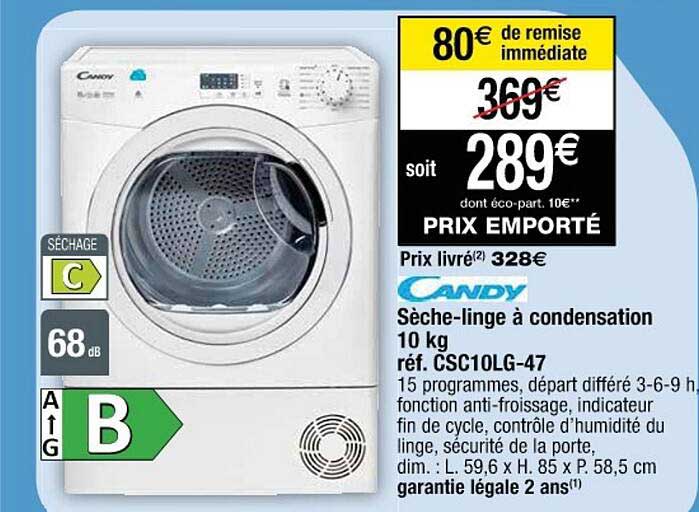 sèche-linge à condensation 10 kg candy