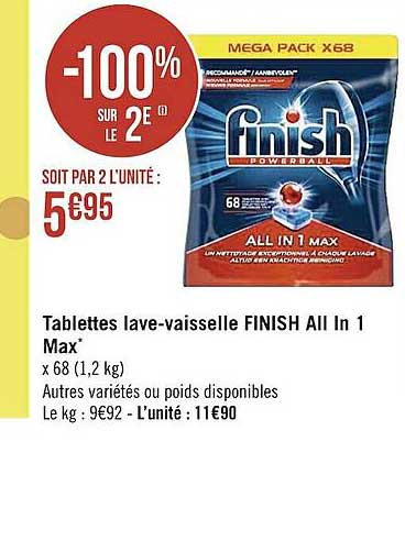 tablettes lave-vaisselle finish all in 1 max