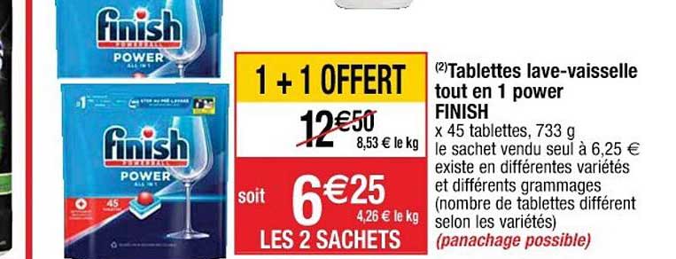 tablettes lave-vaisselle tout en 1 power finish