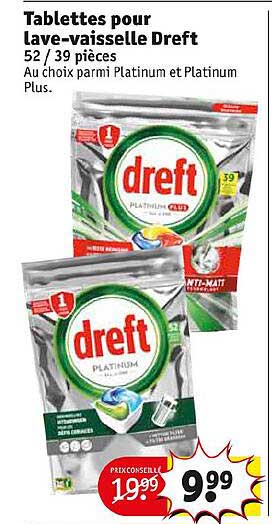 tablettes pour lave-vaisselle dreft