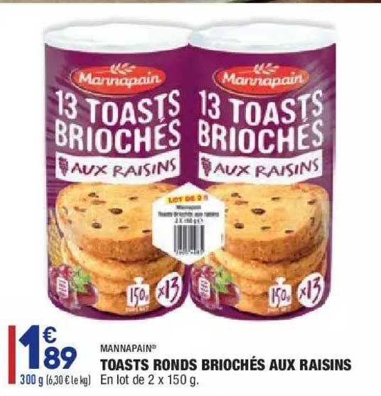 Toasts Ronds Briochés Aux Raisins Mannapain