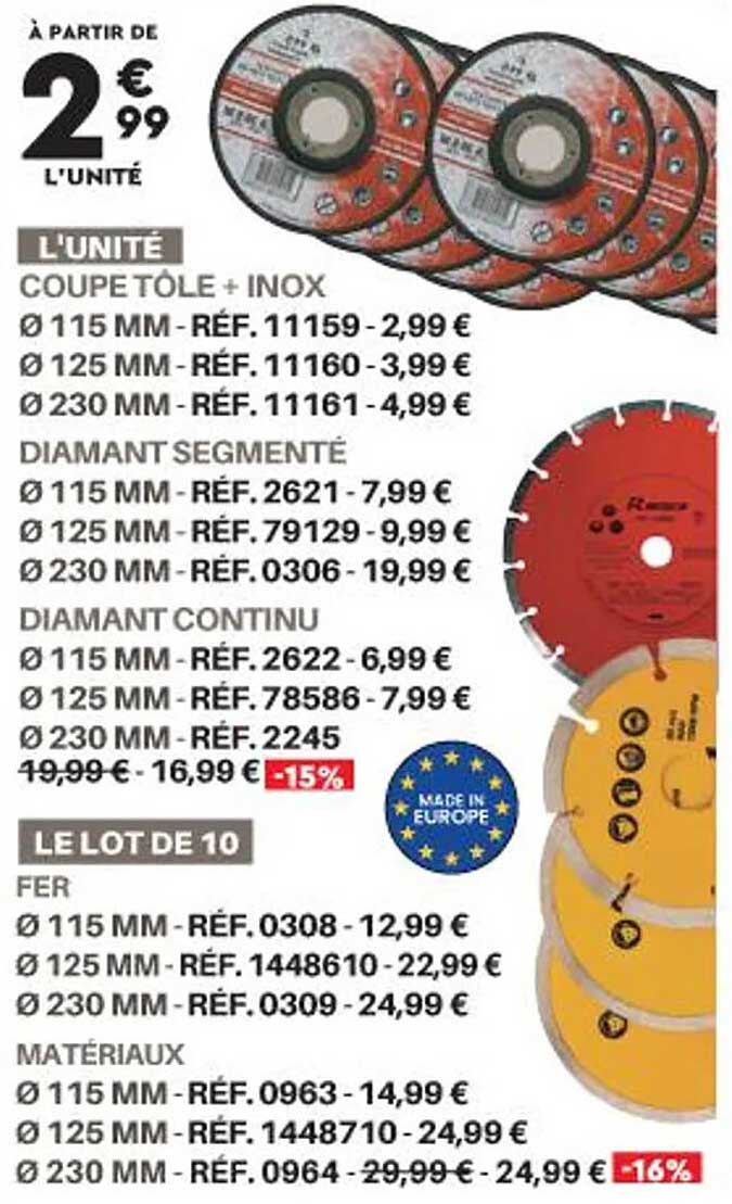coupe tôle + inox, diamant segmenté, diamant continu, fer, matériaux