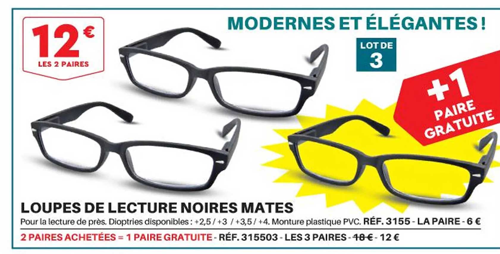 loupes de lecture noires mates