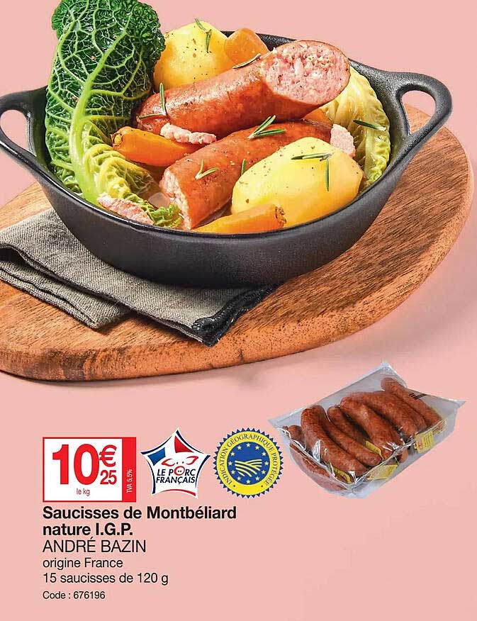 saucisses de montbéliard nature i.g.p. andré bazin