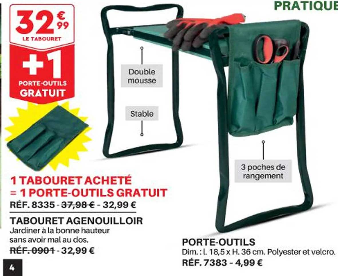 tabouret agenouilloir, porte-outils