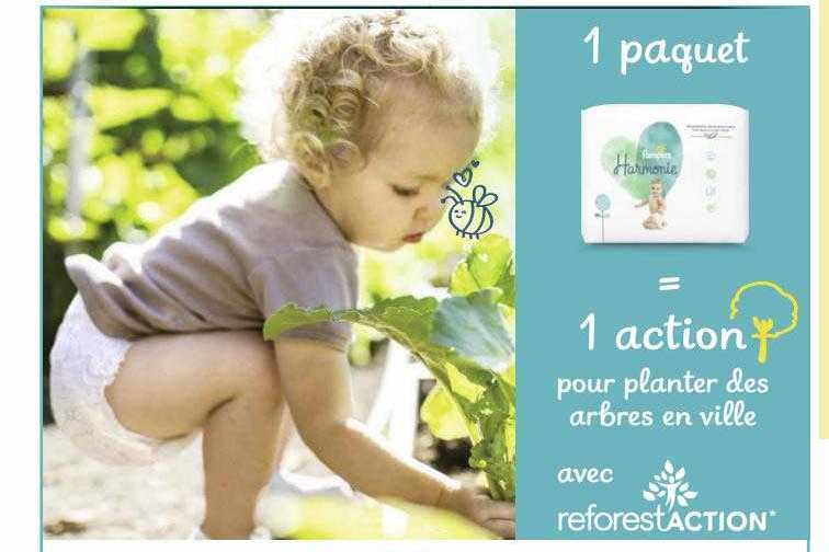 1 paquet harmonie pampers = 1 action pour planter des arbres en ville avec reforestAction