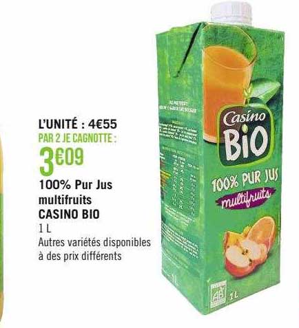 100% Pur Jus Multifruits Casino Bio