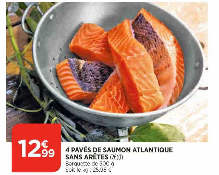 4 pavés de saumon atlantique sans arêtes