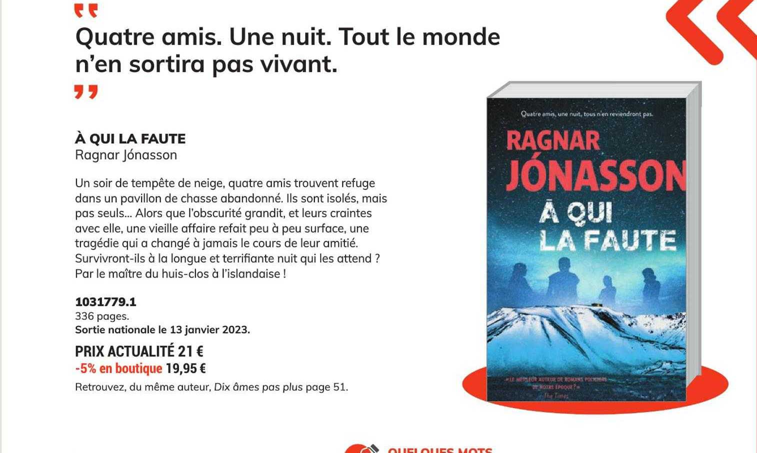 à qui la faute - ragnar jónasson