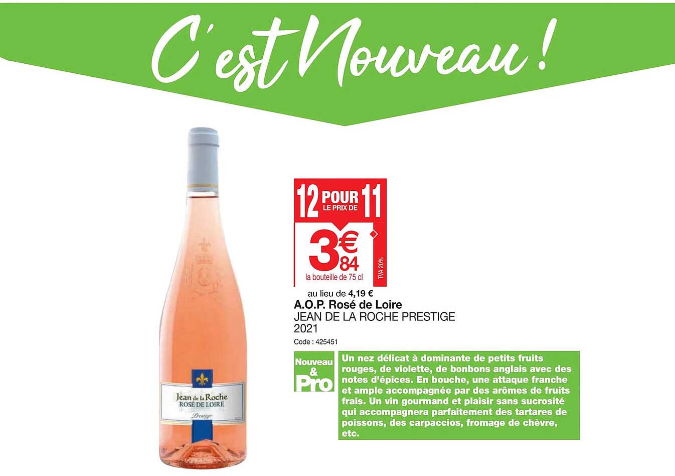 a.o.p. rosé de loire jean de la roche prestige 2021