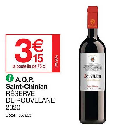 a.o.p. Saint-Chinian réserve de rouvelane 2020