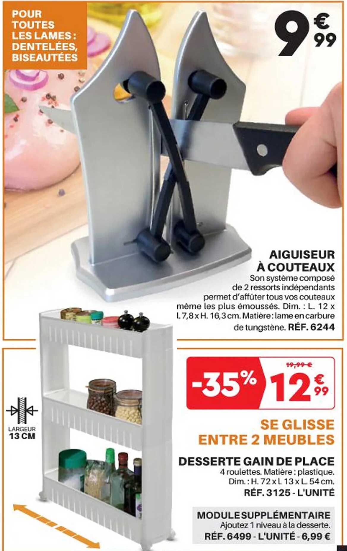 aiguiseur à couteaux, desserte gain de place
