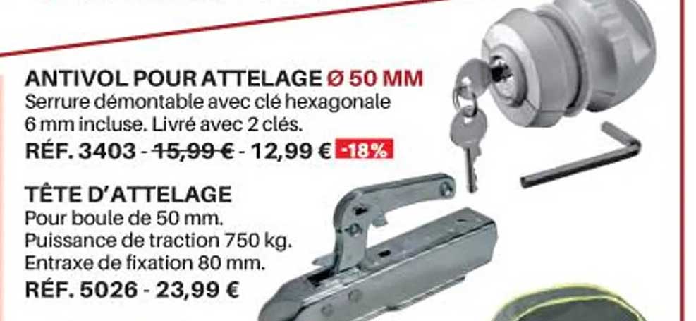 antivol pour attelage ø 50 mm, tête d'attelage