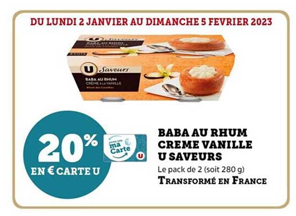 Baba Au Rhum Crème Vanille U Saveurs