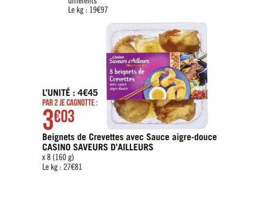 beignets de crevettes avec sauce aigre-douce casino saveurs d'ailleurs