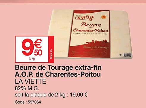 beurre de tourage extra-fin a.o.p. de charentes-poitou la viette