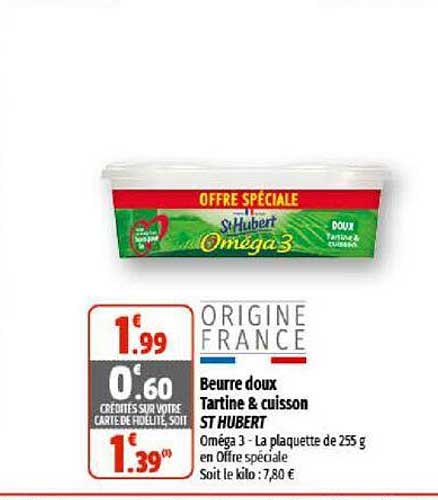 beurre doux tartine & cuisson st hubert