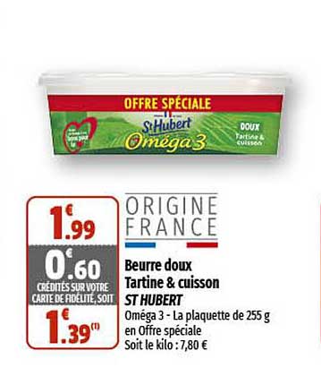 beurre doux tartine & cuisson st hubert