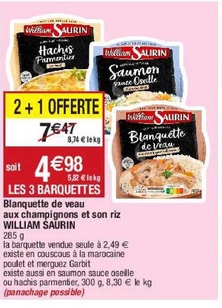 blanquette de veau aux champignons et son riz william saurin