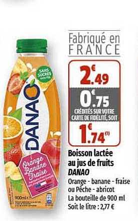 boisson lactée au jus de fruits danao