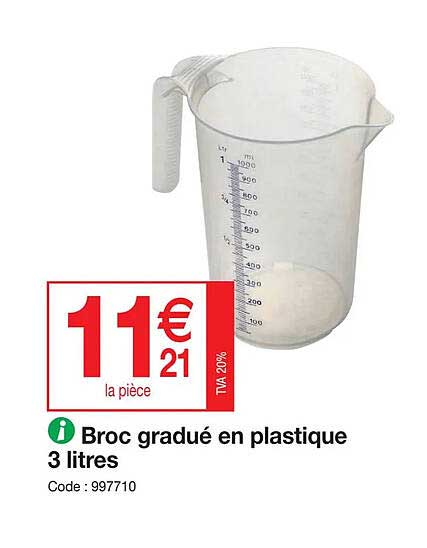 broc gradué en plastique 3 litres