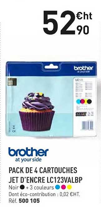brother pack de 4 cartouches jet d'encre lc123valbp