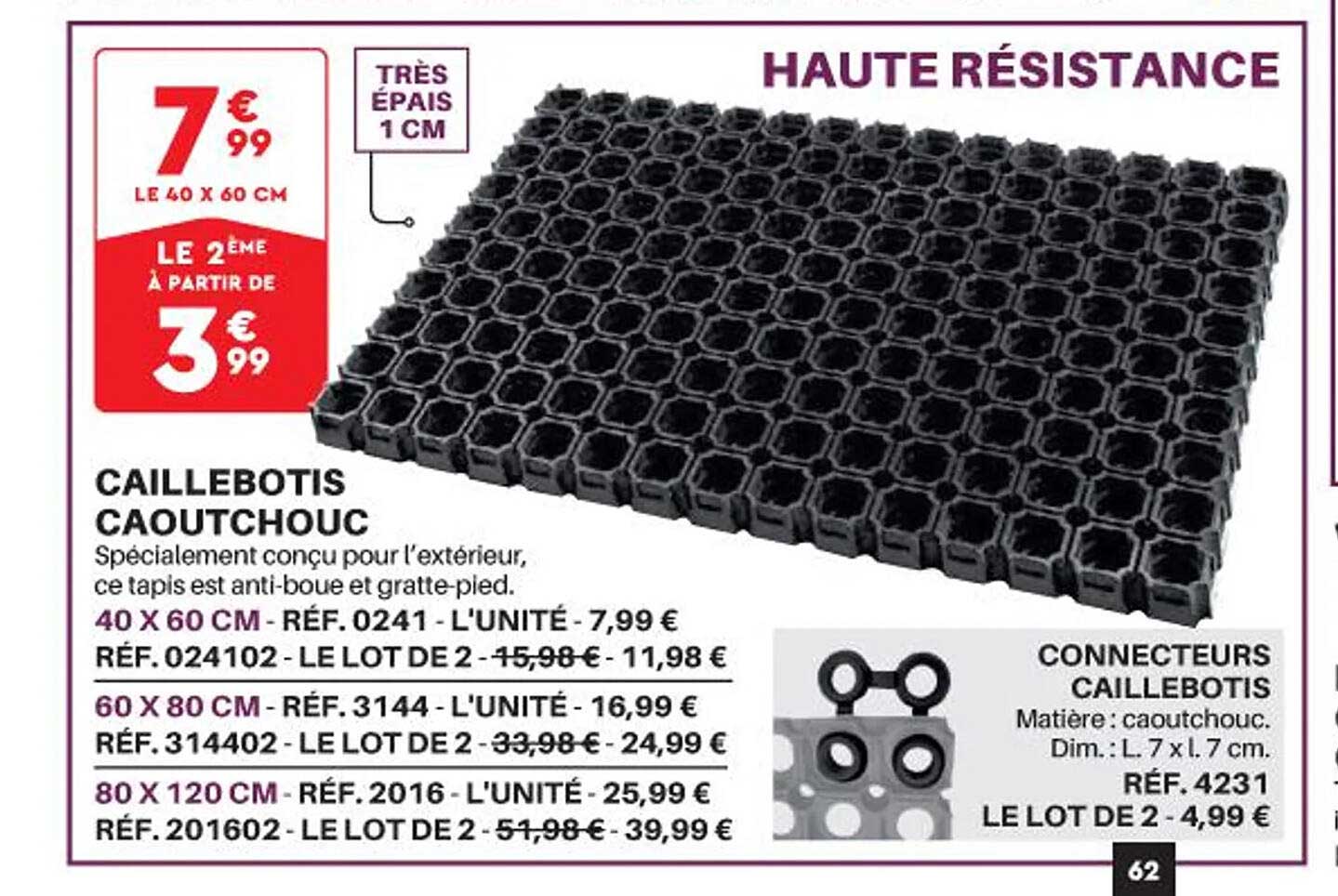 caillebotis caoutchouc, connecteurs caillebotis