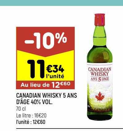 canadian whisky 5 ans d'âge 40% vol.