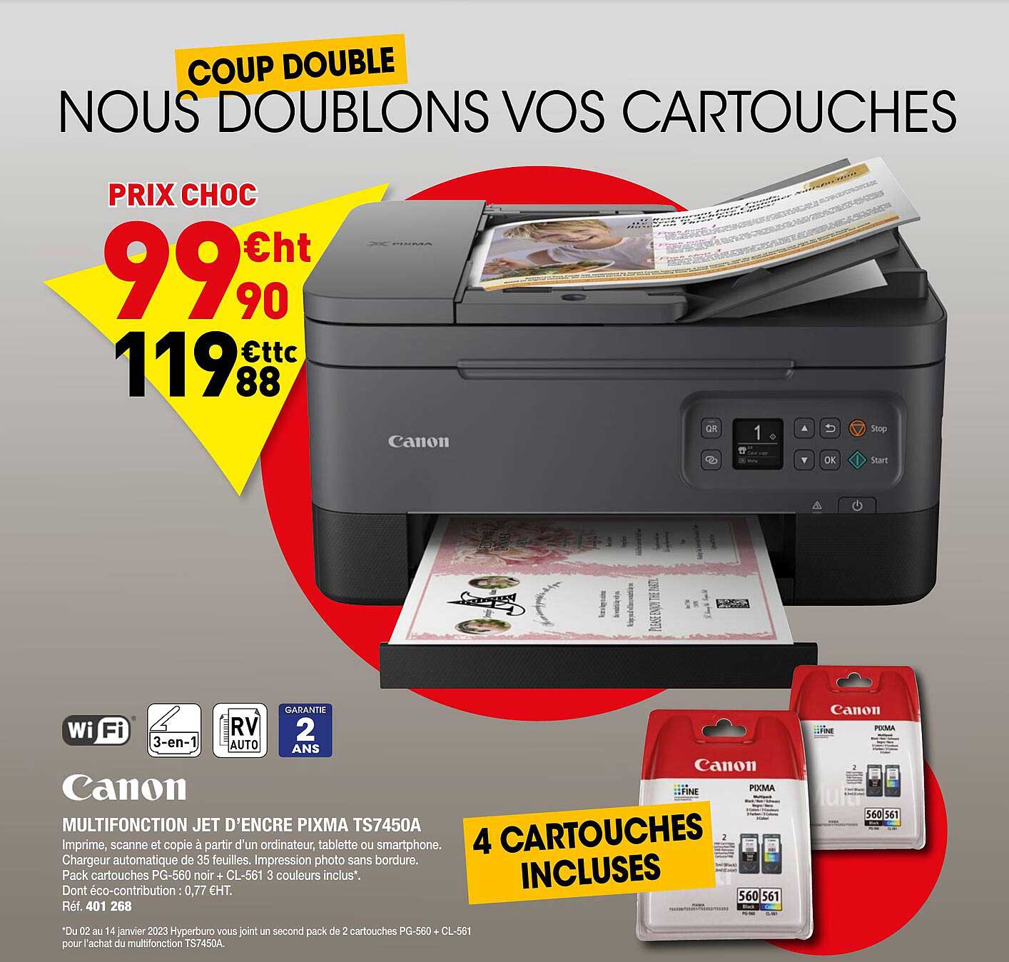 canon multifonction jet d'encre pixma ts7450a