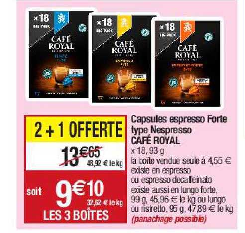 capsules espresso forte type nespresso caré royal