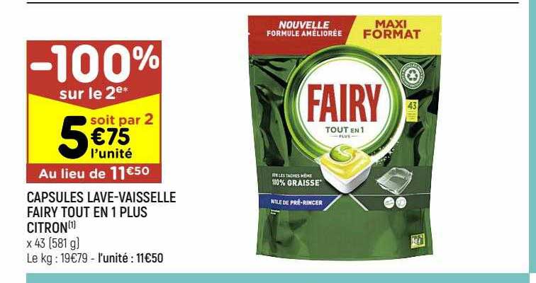 Capsules Lave-vaisselle Fairy Tout En 1 Plus