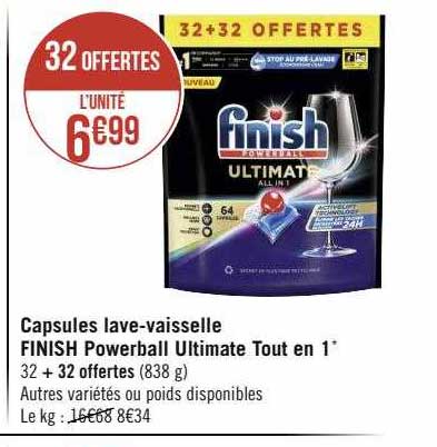 capsules lave-vaisselle finish powerball ultimate tout en 1
