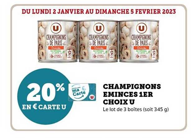 champignons émincés 1er choix u