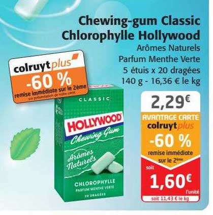 chewing-gum classic chlorophylle hollywood