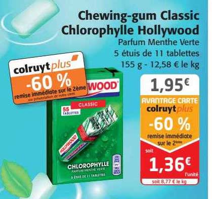 chewing-gum classic chlorophylle hollywood