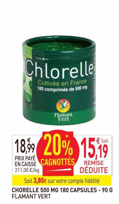 chorelle 500 mg 180 capsules flamant vert