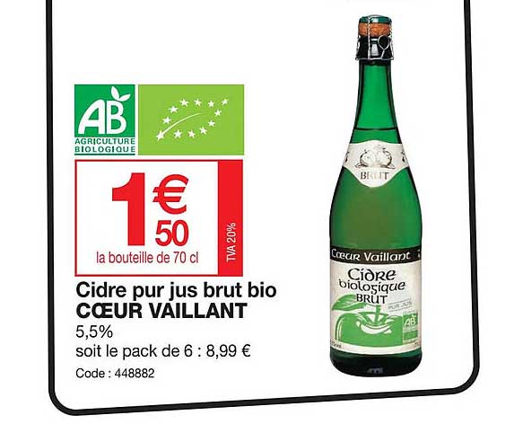cidre pur jus brut bio cœur vaillant