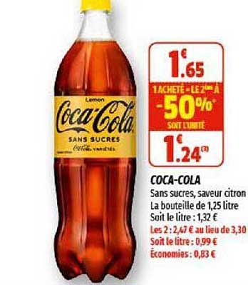 coca-cola 1 acheté = le 2èma à -50%