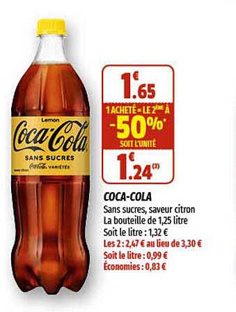 coca-cola 1 acheté = le 2ème à -50%