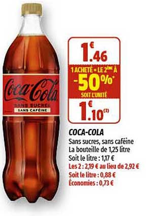 coca-cola 1 acheté = le 2ème à -50%